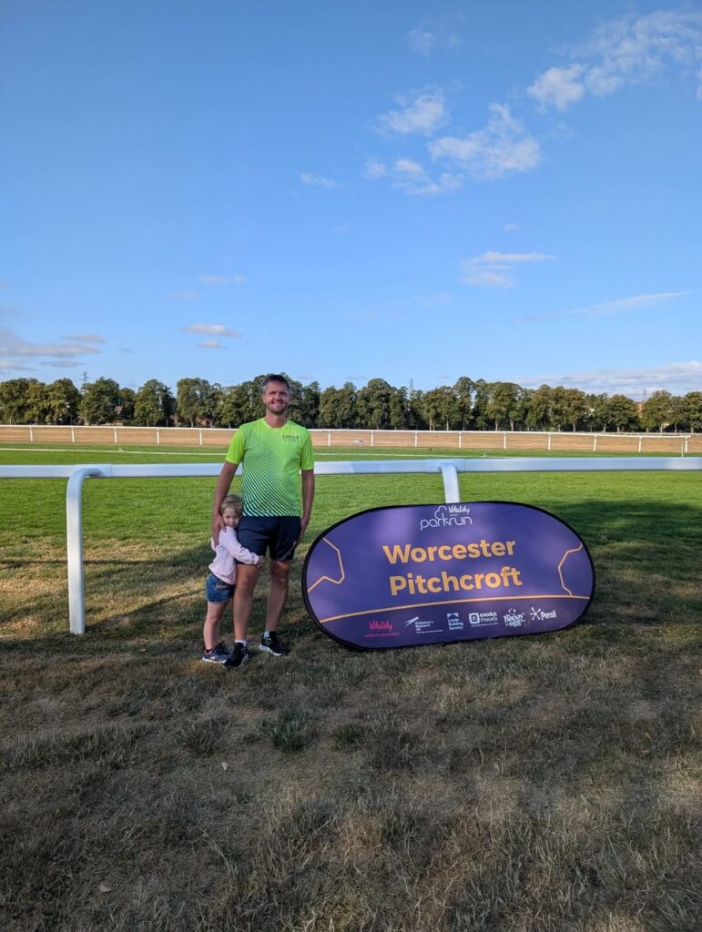 Carn Runners members taking part in an all-sand beach race and meeting at Pitchcroft parkrun in Worcester