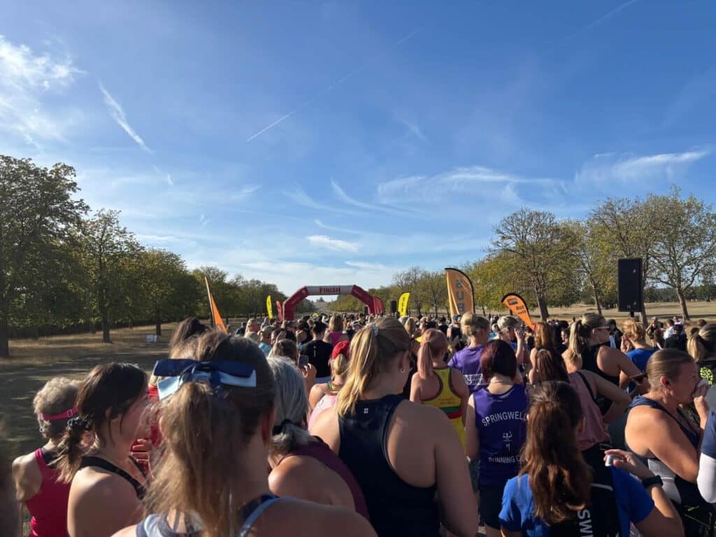 Margaret and Zoe at the Windsor Women’s 10K, if pictured in a verified race-weekend photograph
