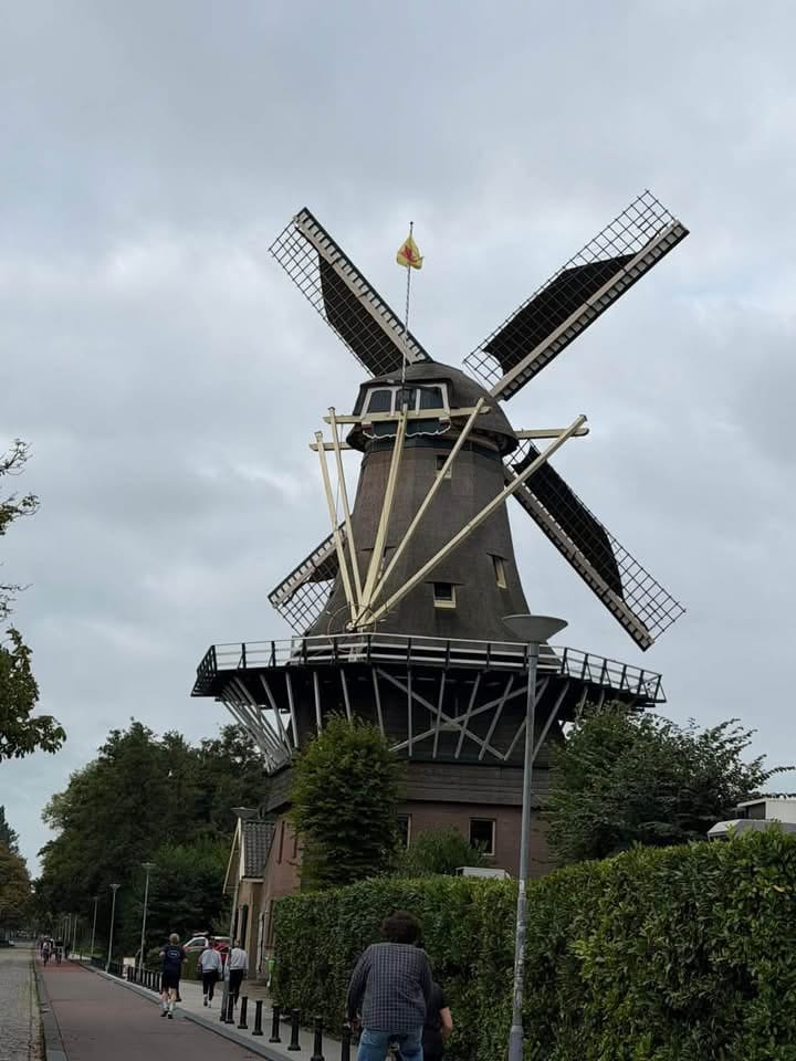 Cyclist in Amsterdam after completing a 350-mile ride from London