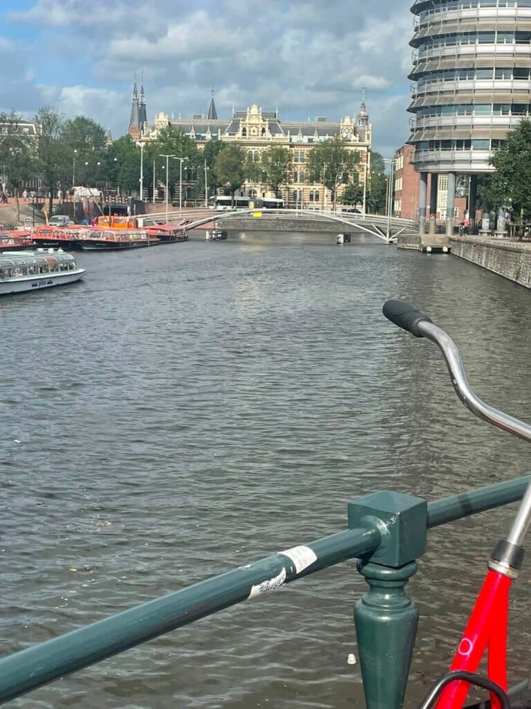 Cyclist in Amsterdam after completing a 350-mile ride from London