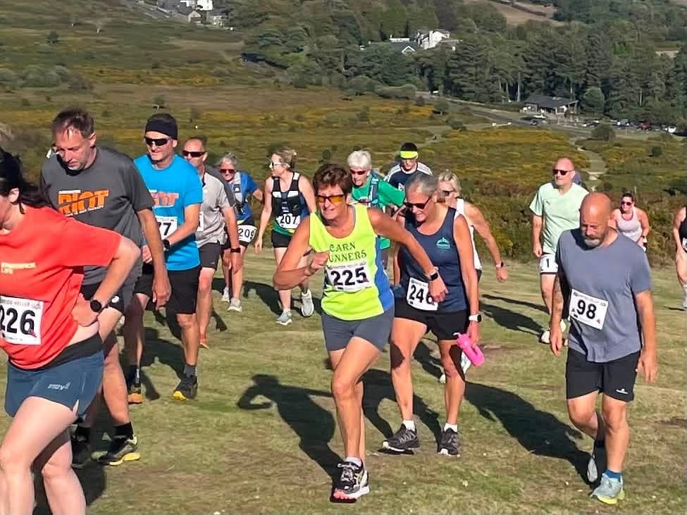 Janet taking on the hilly Haytor Heller race on Dartmoor