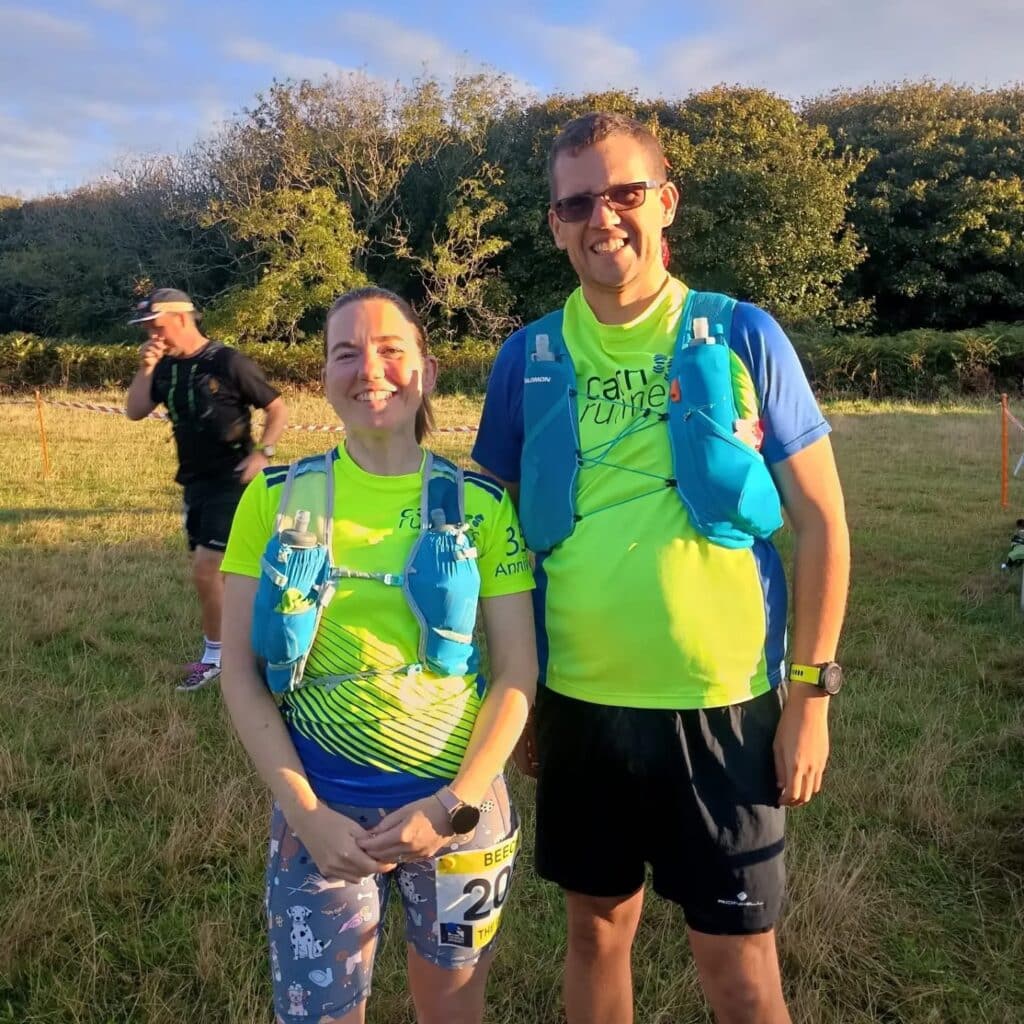 Bex and Dave representing Carn Runners at The Woods endurance event in Tehidy