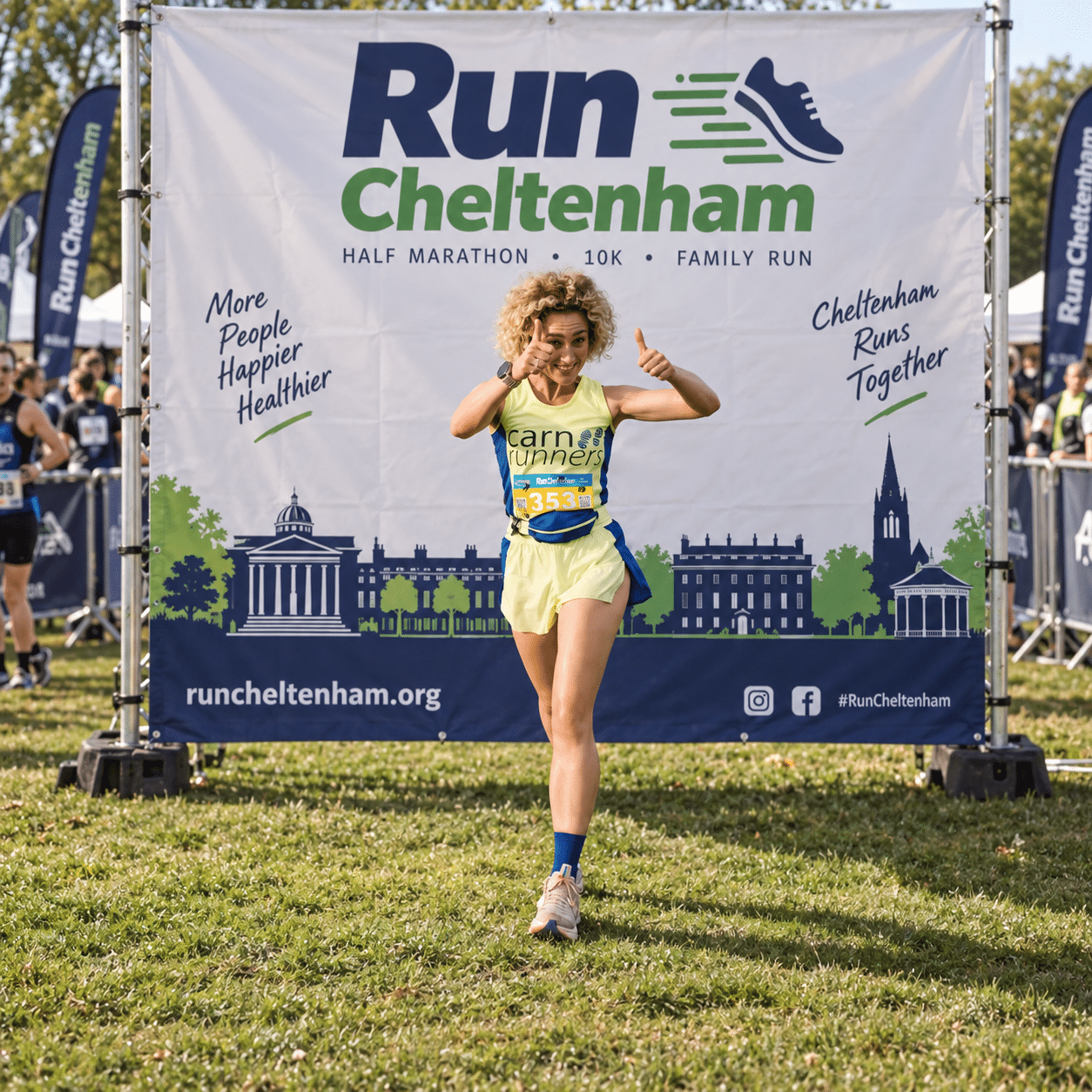 Elena representing Carn Runners at the 2026 Cheltenham Half Marathon