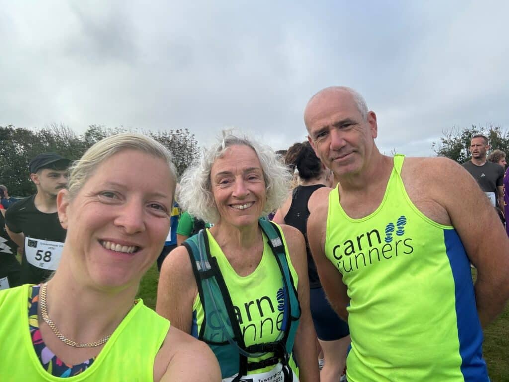 Steve, Sally and Tory at the Tywarnhayle 10K, if all three appear in the selected photograph