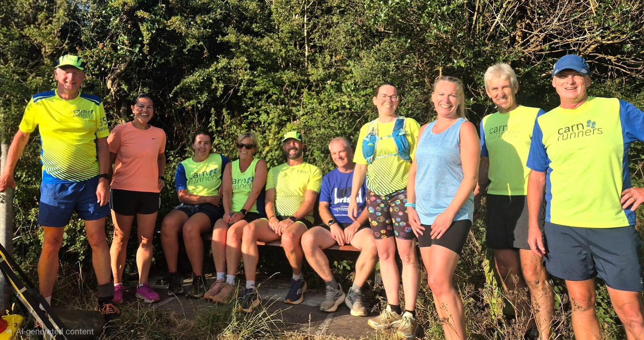 Carn Runners group preparing for a Wednesday evening run